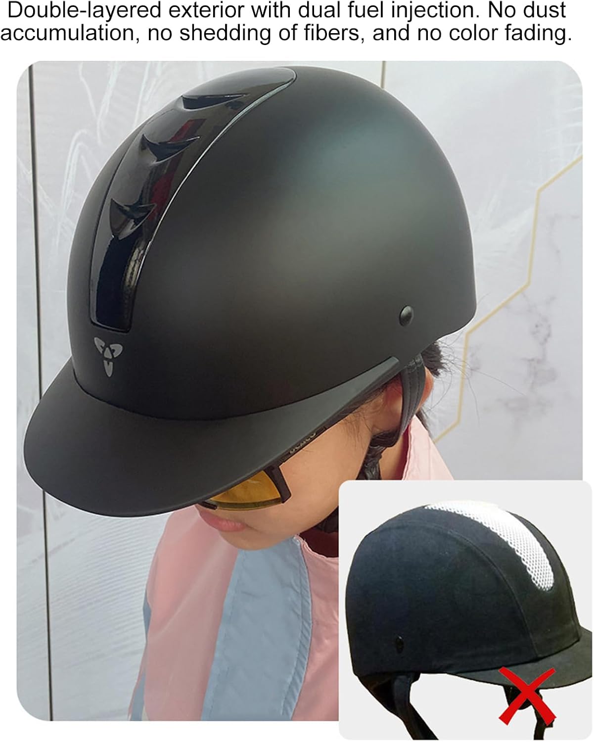 Headgear for Horseback Lessons with Chin Strap, Rear Fit Design, Front Brim and Top Crown Vents Use Junior Horseback Headgear Youth Horse Training Cap Vented Riding Gear Equestrian Lesson Wear