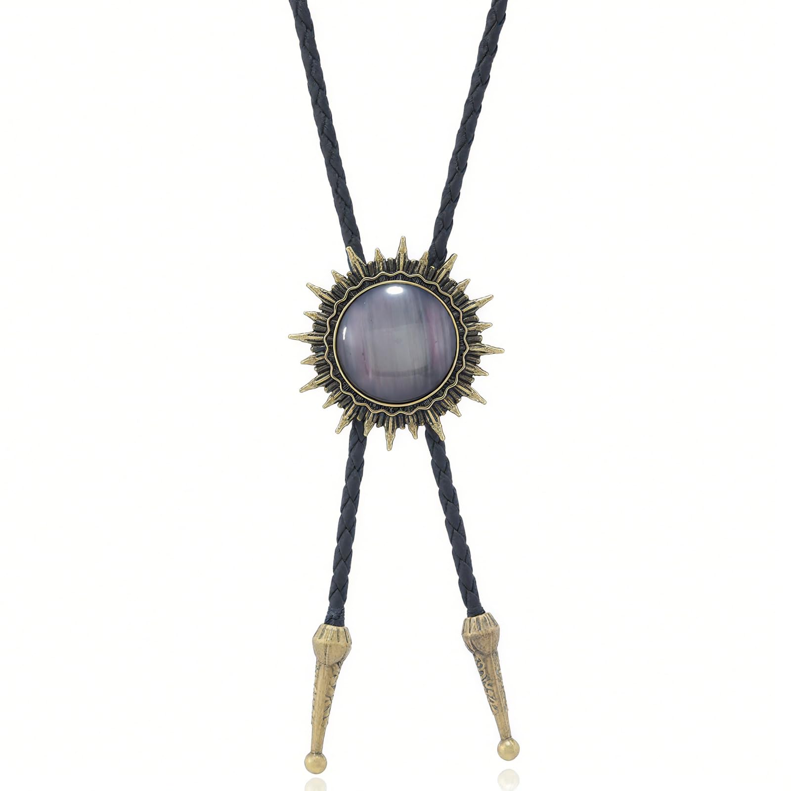 Bolo Tie for Men Women Cowboy Turquoise Celtic Natural Tiger Eye Stone Longhorn Bull Western Leather Bolo Necktie