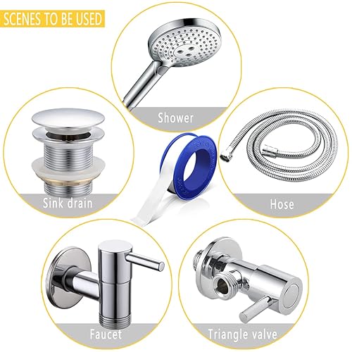 Miniatura 7 de 4 rollos de cinta de teflón de 1/2 pulgada de ancho x 520 pulgadas de largo, para cinta de fontaneros, cinta de PTFE, cinta de sellado, cinta de