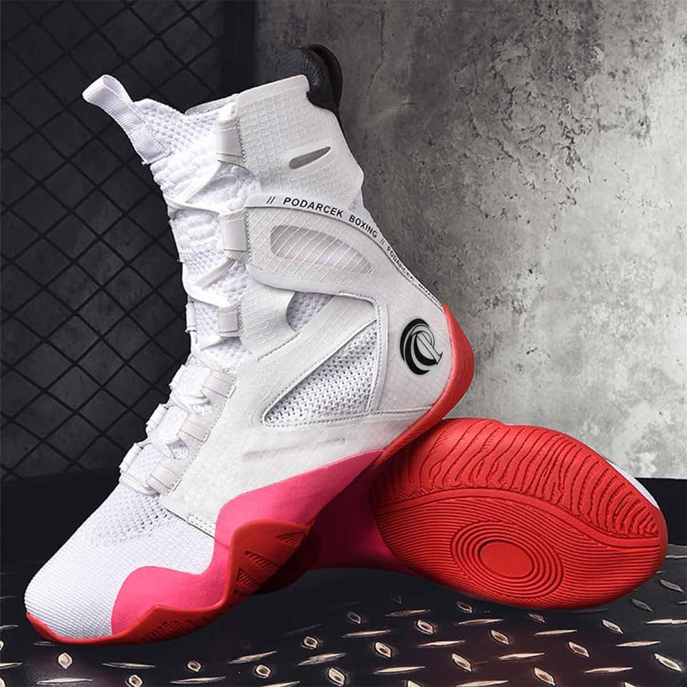 Scarpe da Allenamento Professionale per La Lotta Maschile, Scarpe da Combattimento Traspiranti, Sneakers Alte per Fitness E Sport in Palestra