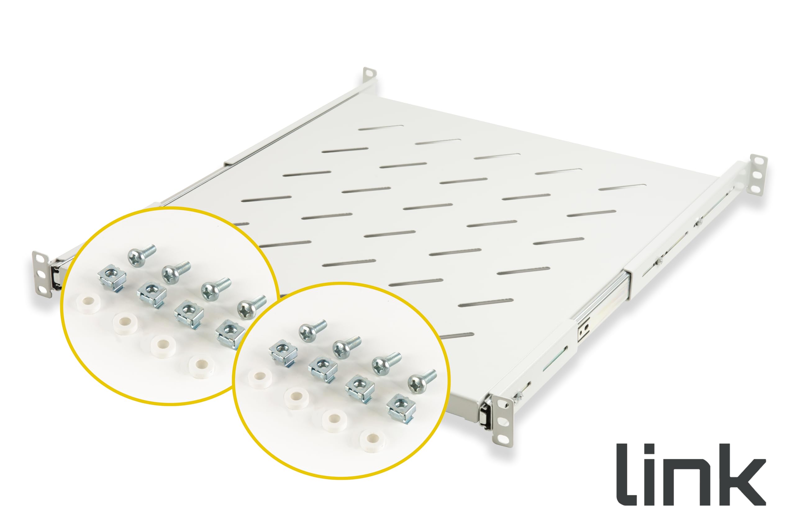 Link lkrip550eg Universal Ablage für Schrank Rack ausziehbar auf Schienen Teleskop, 550 mm, grau