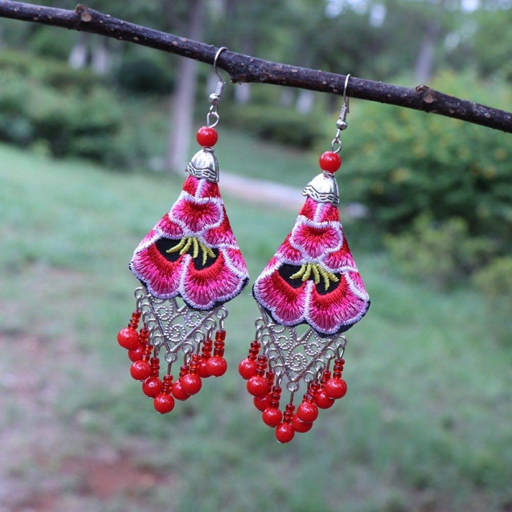 Boucles D'oreilles Vintage Années 70 Style Pampille Avec Grappe De Perles | Bijou Rétro Imposant