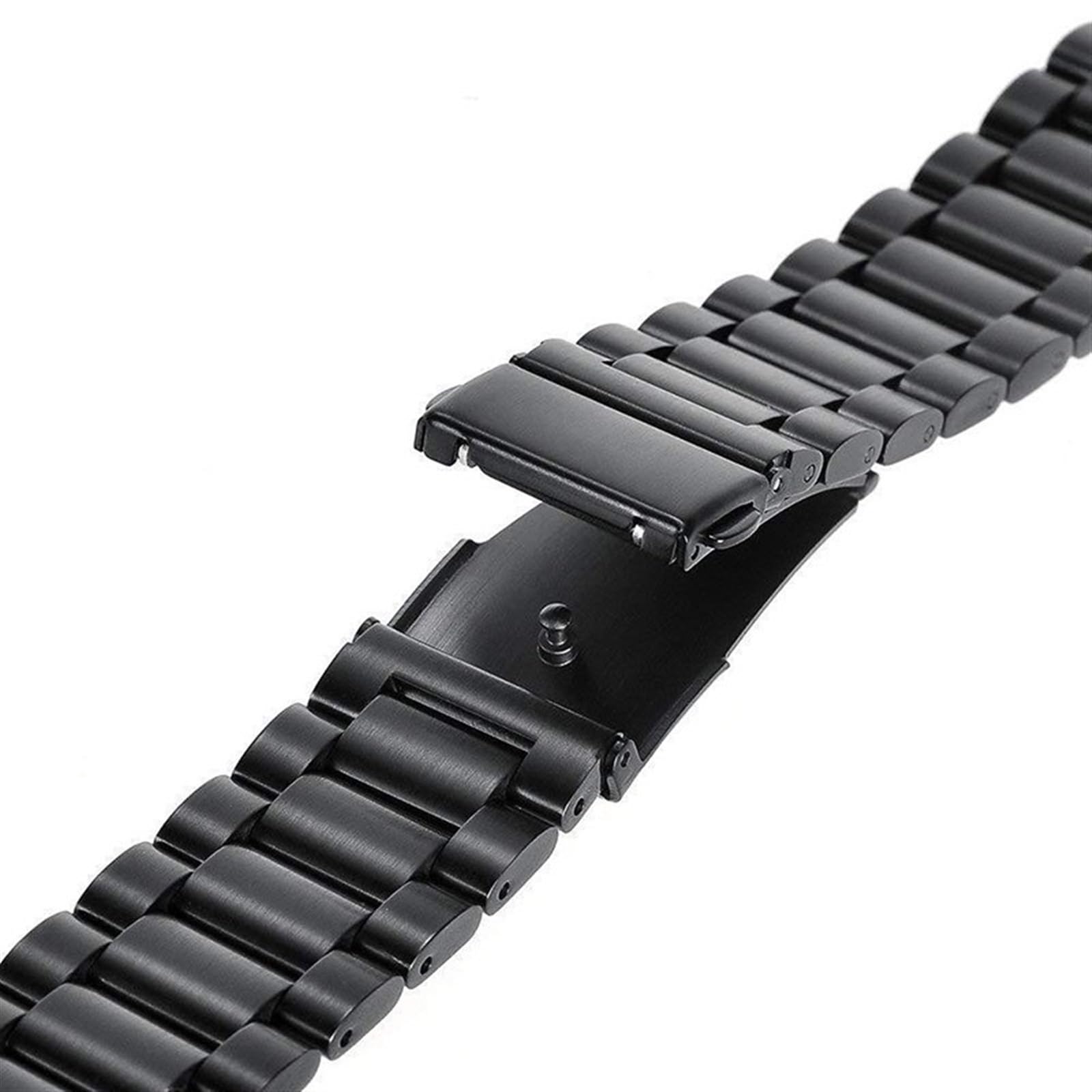 Bracelet de montre en métal en acier inoxydable à dégagement rapide de 18 à 24 mm avec boucle déployante universelle pour homme et femme - Convient pour montre intelligente (noir argenté