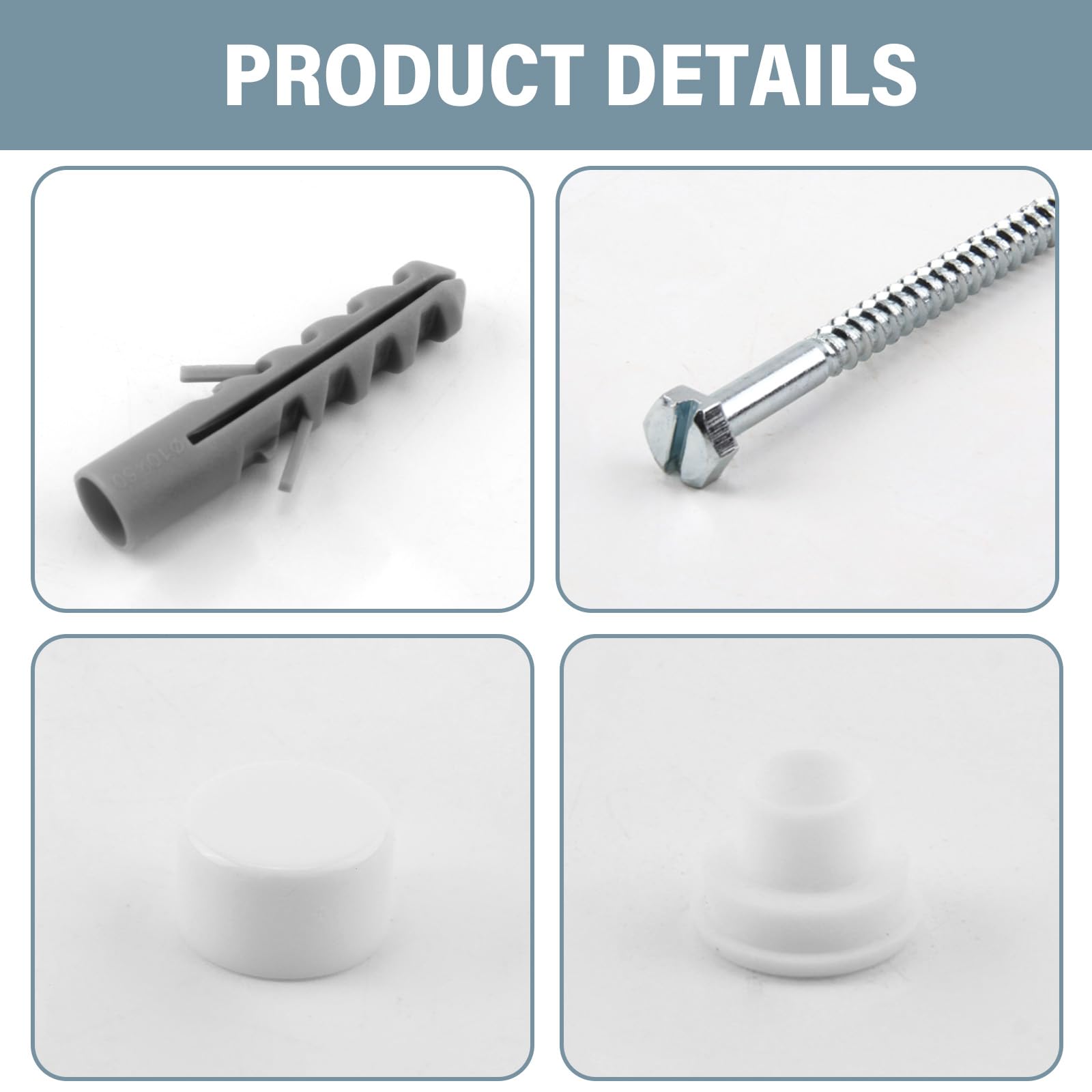 Toilet Bidet Anchor Bolts Set, Toilet Fixing Screws Kit White Cap Toilet Pan Floor Fixing Kit with Plastic Washers Toilet Fixing Pin for Floor Bathroom Toilet Toilet Mounting Accessories M6 x 70 mm - Image 3
