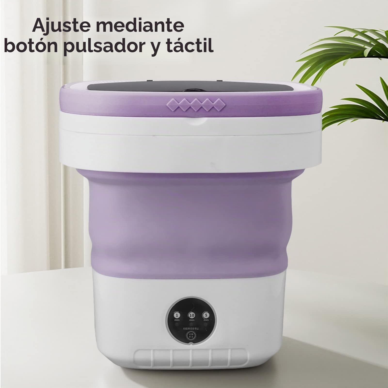 YUYTE Lavadora Portátil, Mini Lavadora Plegable de 7,5 L y Secadora Giratoria Lavadora de Cubeta Plegable Pequeña para Camping, Caravana, Dormitorio de Apartamento, Viajes (Púrpura)