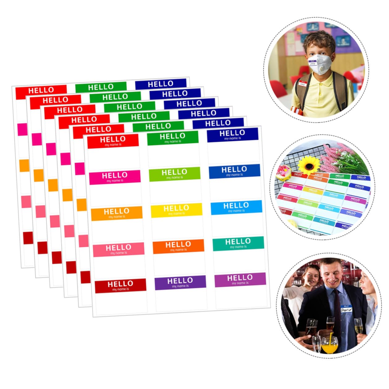 jojofuny 80 Blatt Bunte Namensetiketten Farben Selbstklebend mit Beschreibbaren Aufklebern für Schule Büro Zuhause Praktische Mehrzweck Label zur Einfachen Kennzeichnung und Organisation