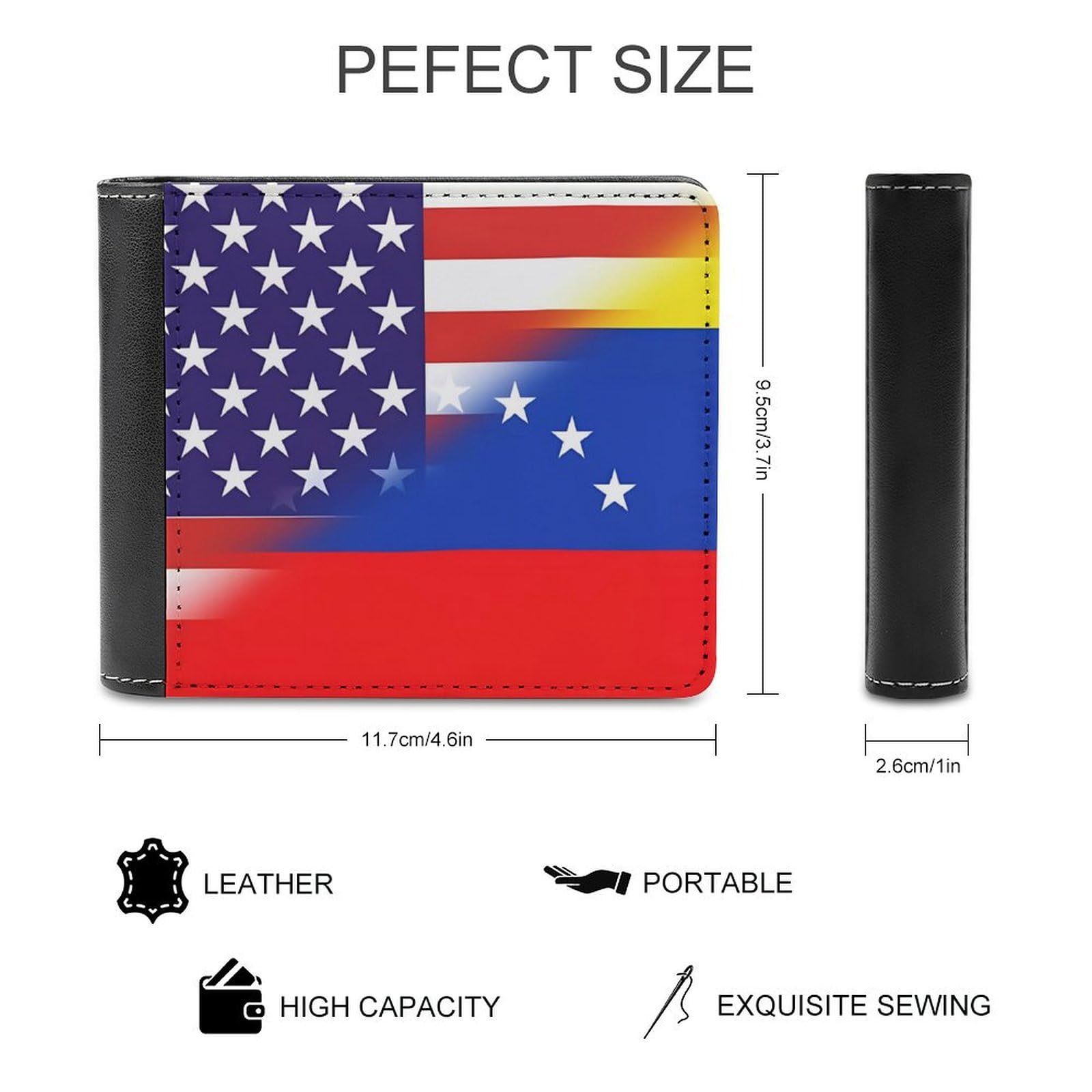 U.S. Venezuela Flag Funny Men's Slim Bifold Wallet with Multiple Card Slots Front Pocket Purse