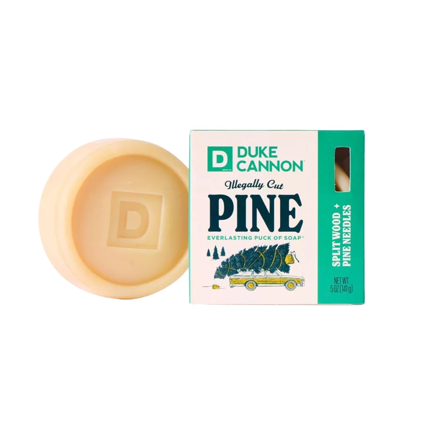 Duke Cannon Illegally Cut Pine Soap for Men - Bold Split Wood & Pine Needles Scent, Long-Lasting 10 oz Bar