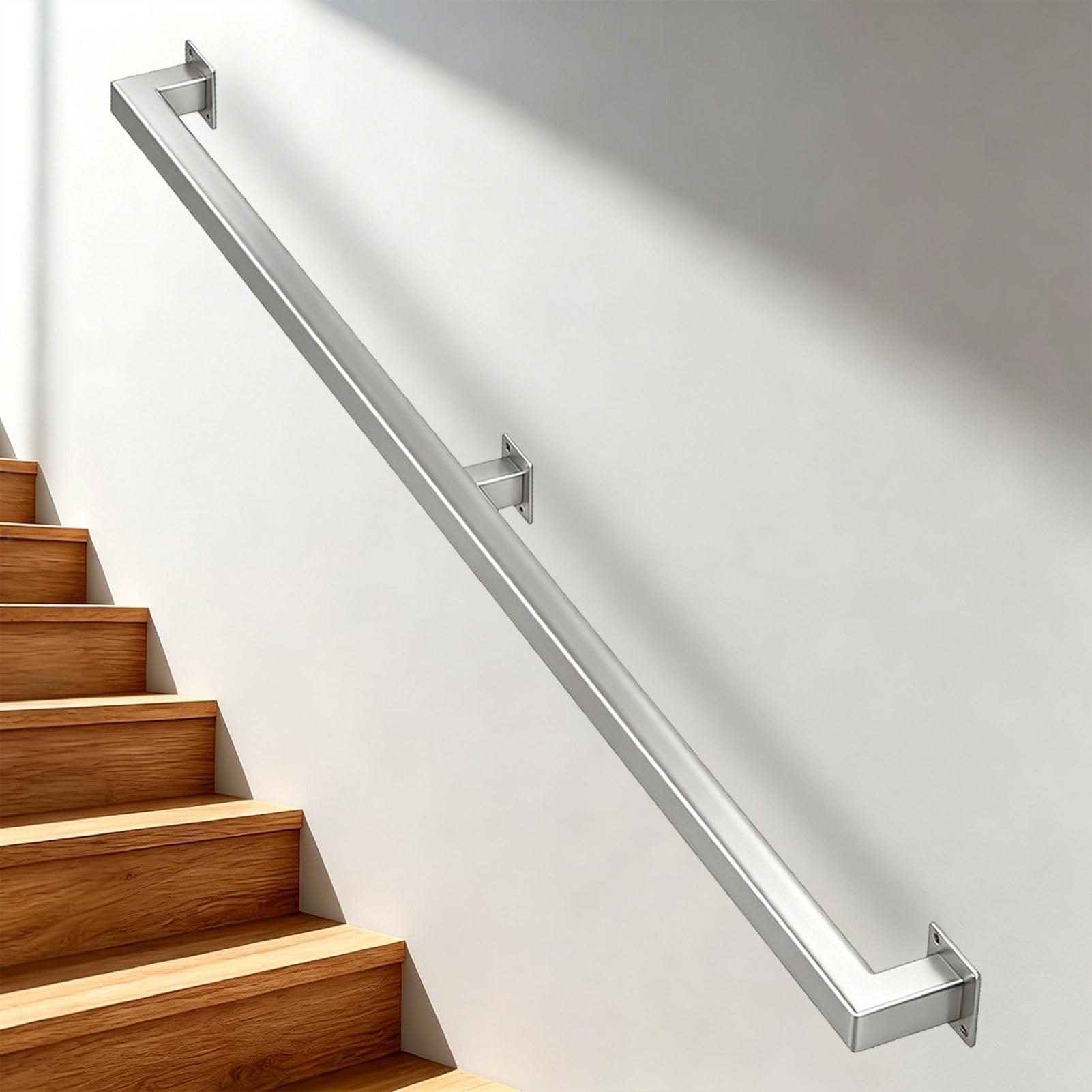 Wall Mounted Stair Banister Handrail, 1m 2m 2.5m 3m 4m 5m 6m Stainless Steel Handrails for Stairs, Staircase Hand Rails for Indoor Outdoor Step Grab Rail(18ft/540cm)