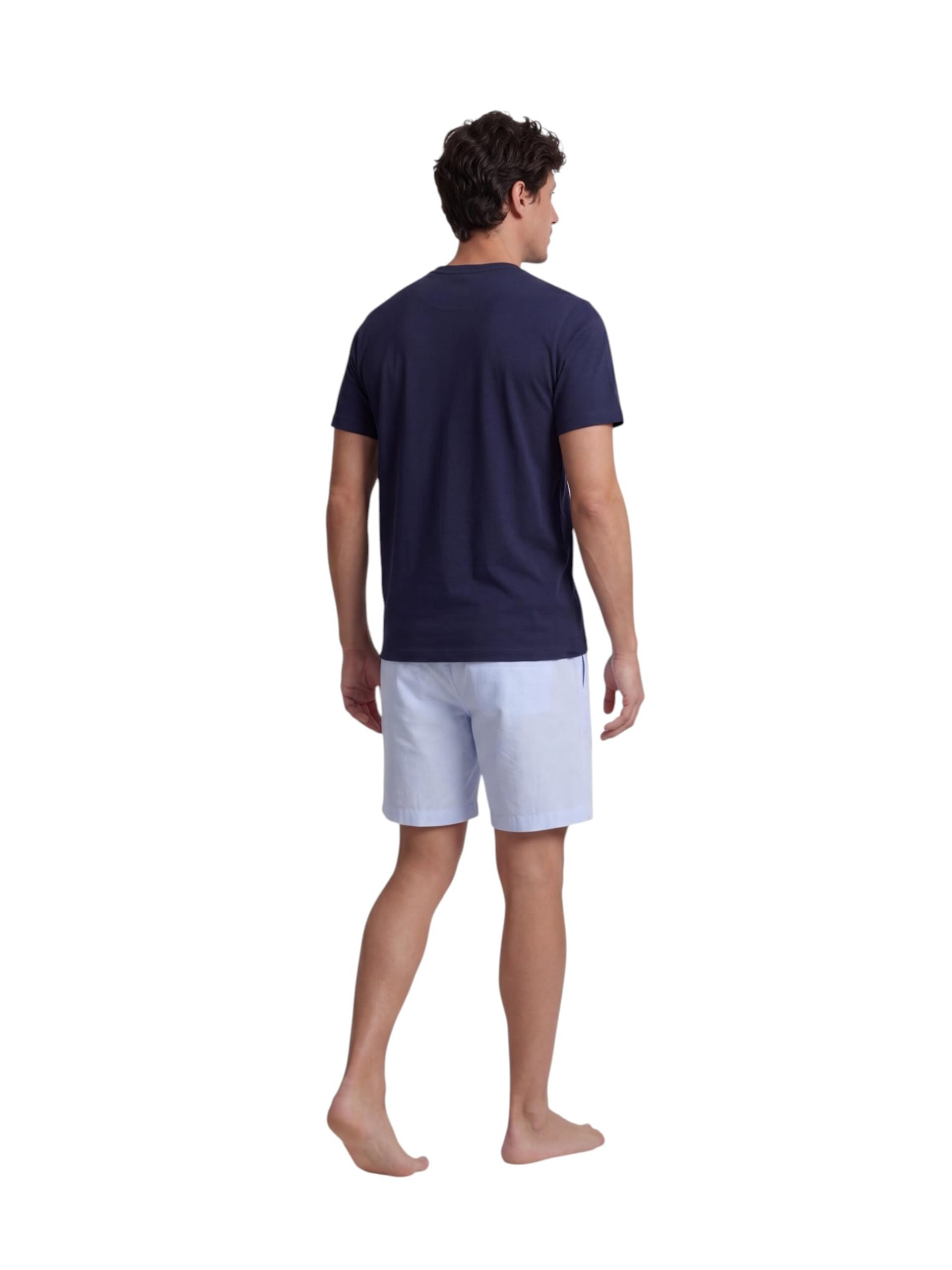 SILBON Pijama Corto Bolsillo Rayas Azul Marino