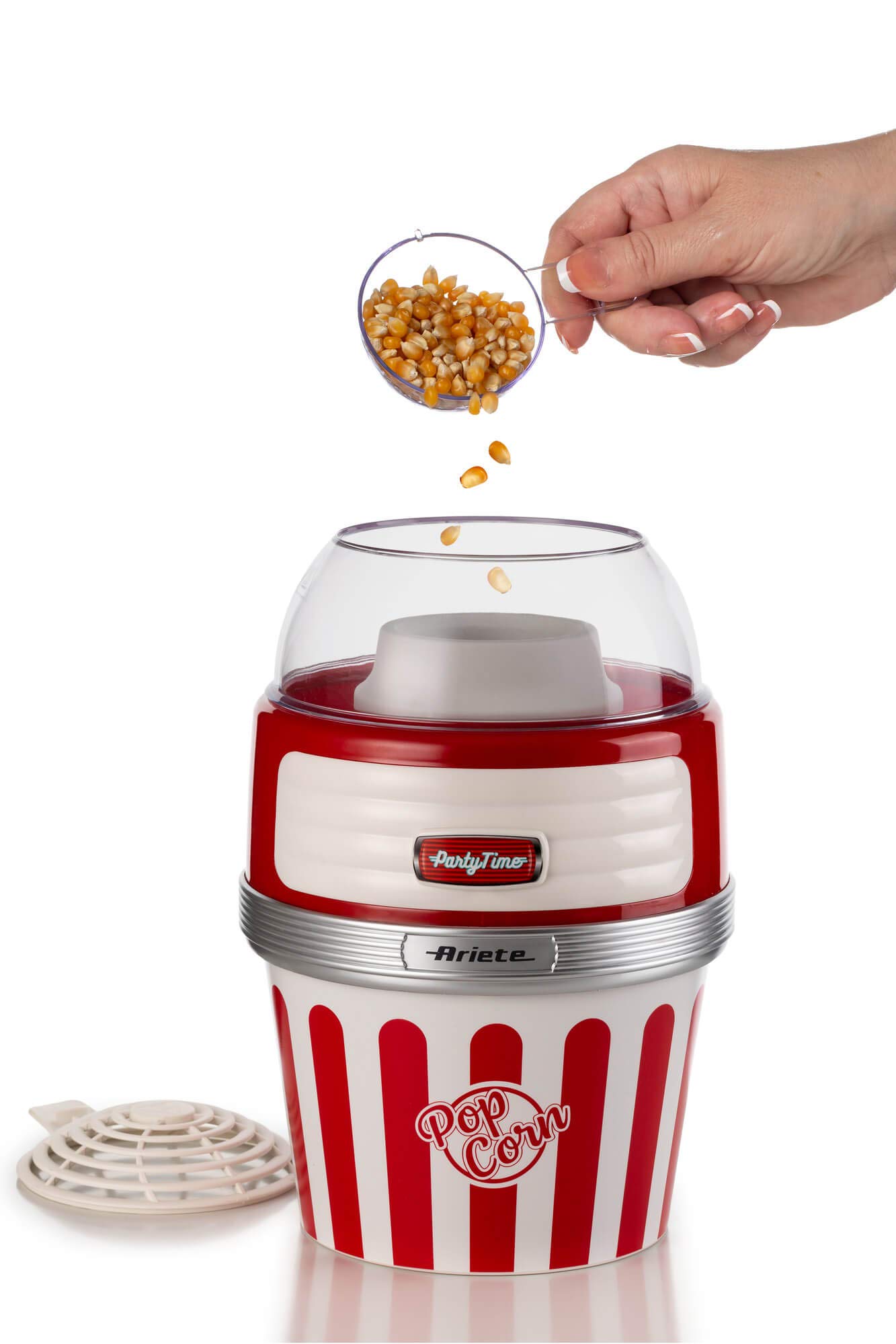 Ariete 2957, Máquina de Palomitas Party Time Big Popper, Palomitero sin Grasa sin Aceite, Sistema Cocción Aire Caliente, Diseño Retro, 1100 W, Rojo