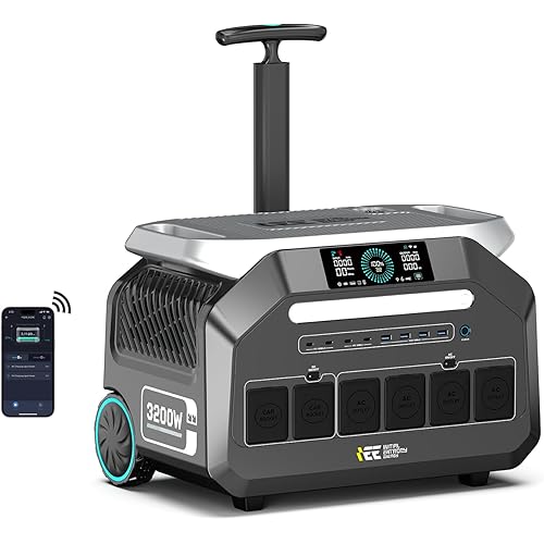 IEE 3200W Portable Power Station With pull rod, 2048Wh Solar Generator, 1800W AC Charging & 1000W Solar Charging, LiFePO4 Battery Power Station for Home Backup, Power Outage, Camping, RV, Emergencies