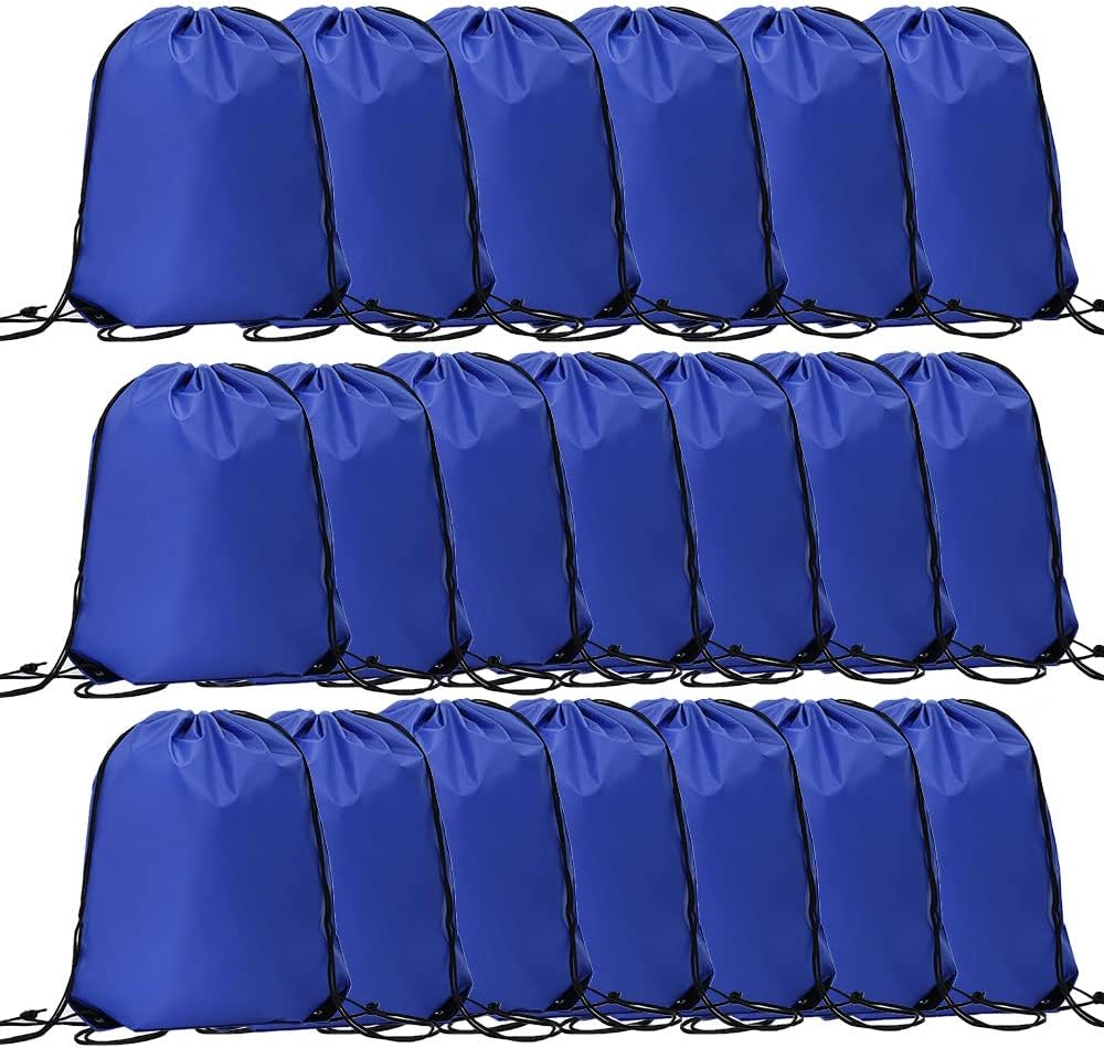 CODOBON 20 Pcs Drawstring Bags, Bulk Draw String Backpack, Cinch Polyester Bag for Gym Sport, Royal Blue