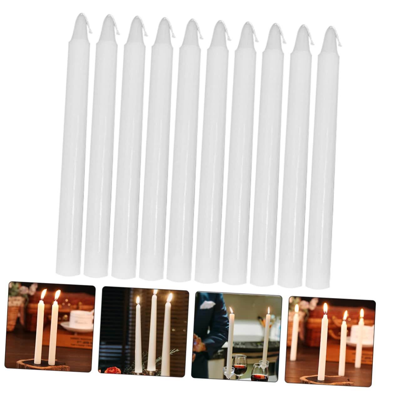 GRIRIW 10pcs White Candle Candles White Pillar Candles Unscented Candle Taper Candles Wax Candles Candle Color Tall Candles Small Candles White Tapered Candles Pretty Candle Paraffin Bulk