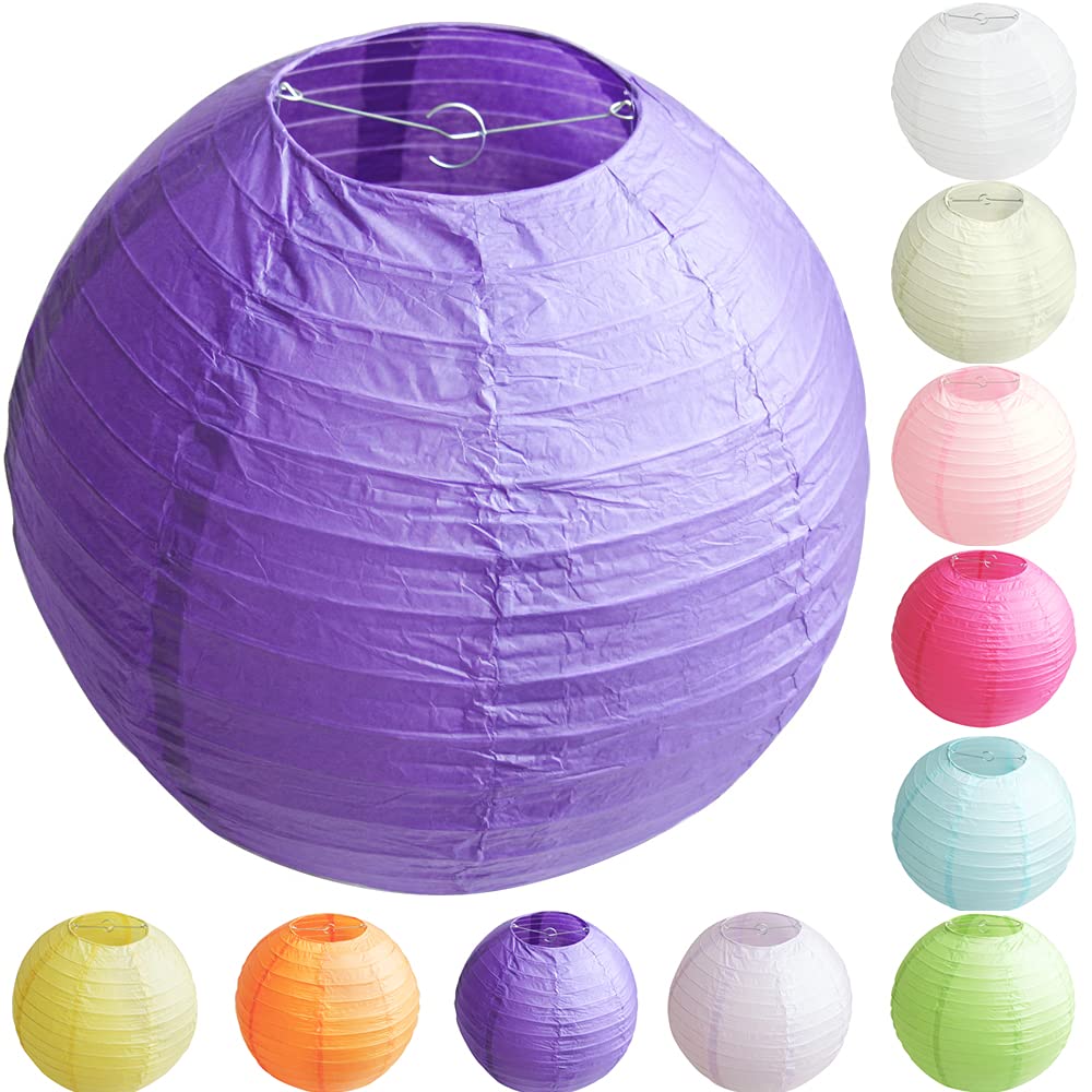 Time to Sparkle Tissue Paper Round Lanterns LampShade Lamp Shade Wedding Birthday Party Decoration | Light Pink, 8"(20cm) | — view 28