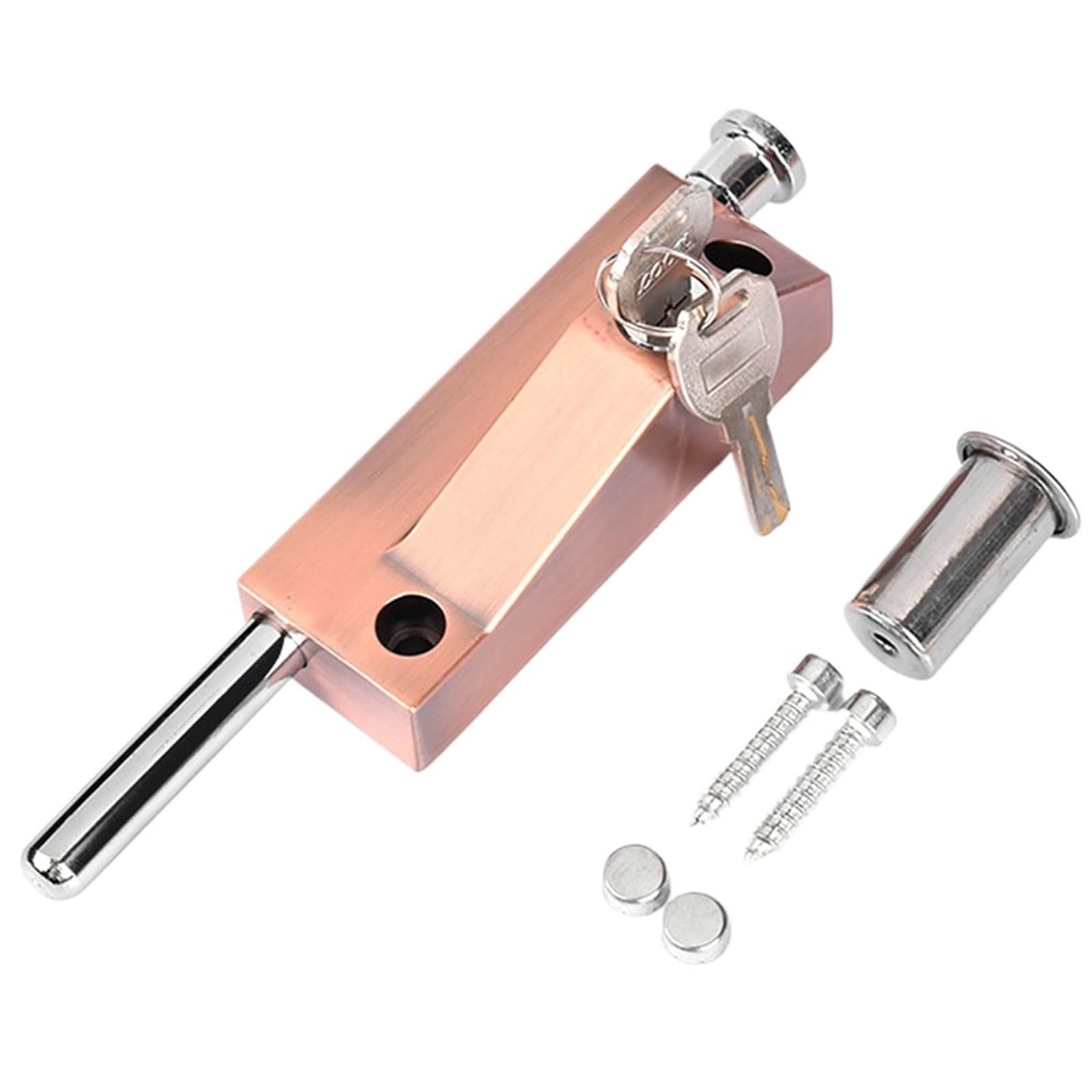 Door Latch Lock Aluminum Alloy Bolt Safety with Screws and 2 Keys Multi-Purpose Household Hardware for Door(Red Bronze)