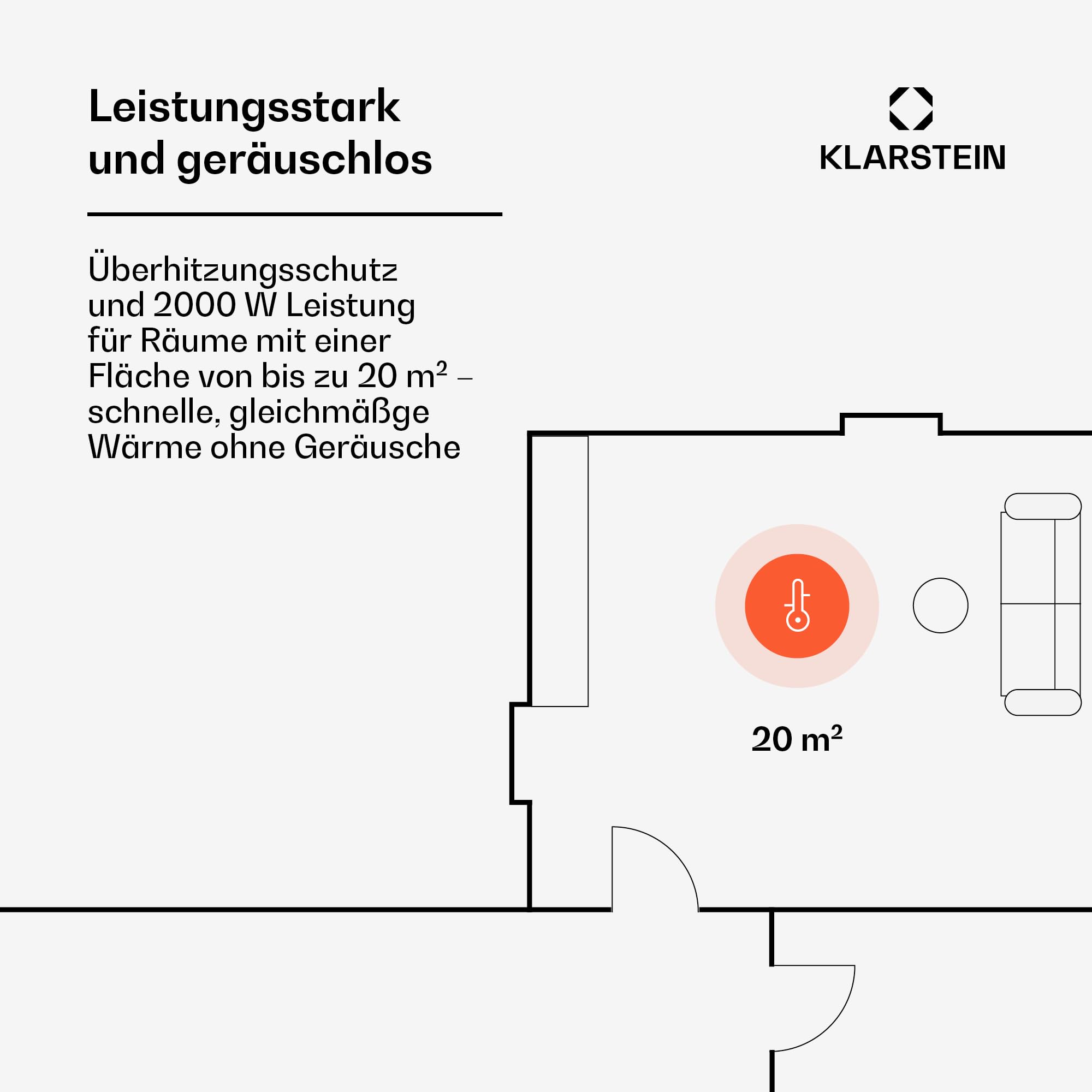 Klarstein Elektroheizung, Konvektor-Heizung mit Bodenrollen, Mobile Elektroheizung Energiesparend, Leise Heizung Elektrisch, Standgerät Heizkörper Elektrisch mit Thermostat & App-Steuerung, 2000 W