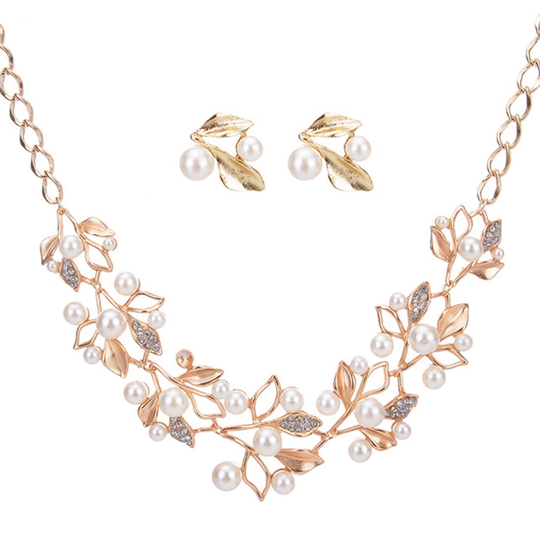 Peal Leaf Nature Inspired Necklace Earring Set Fancy Jewellery for Women & Girls