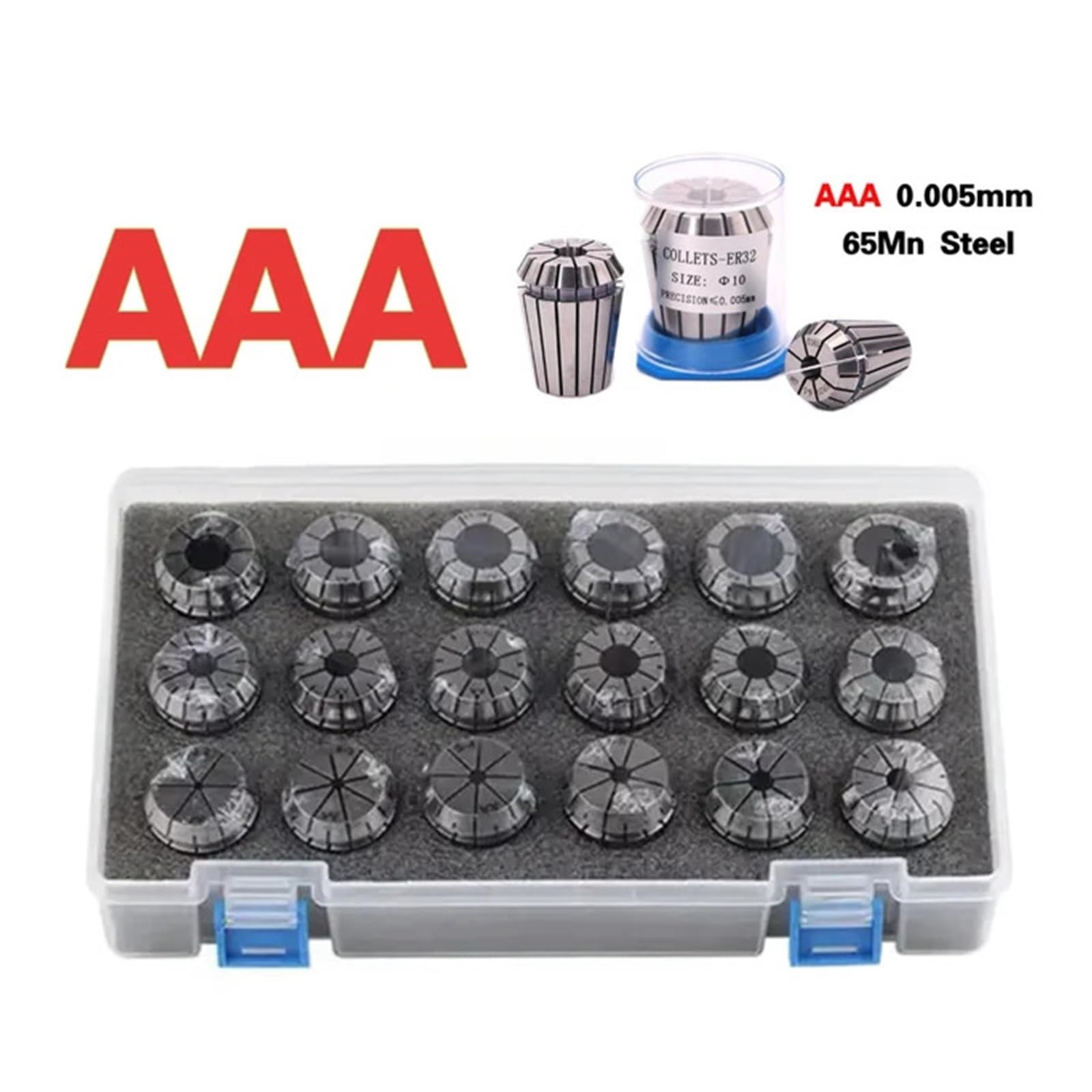 ER-Spannzangensatz ER-Spannzangen-Set ER11 ER16 ER20 ER25 ER32 ER40 0,005 mm 0,008 mm Werkzeughalter Spann-ER-Federspannfutter ER(ER25-(15pcs),AAA(0.005mm))