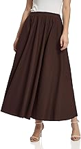 Soojun Women's Solid Cotton Linen Retro Vintage A-line Long Flowy Skirts