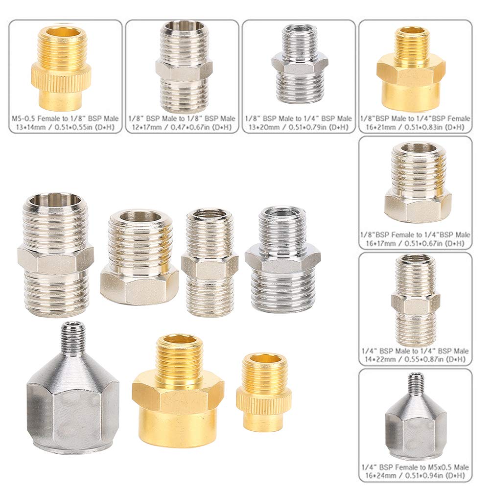 【𝐑𝐞𝐠𝐚𝐥𝐨 𝐝𝐢 𝐍𝐚𝐭𝐚𝐥𝐞】 Adattatore per compressore d'Aria Professionale, Kit Adattatore per aerografo Adattatore per Tubo dell'aerografo, 1 / 8in 1 / 4in BSP per la Riparazione del Tubo dell'