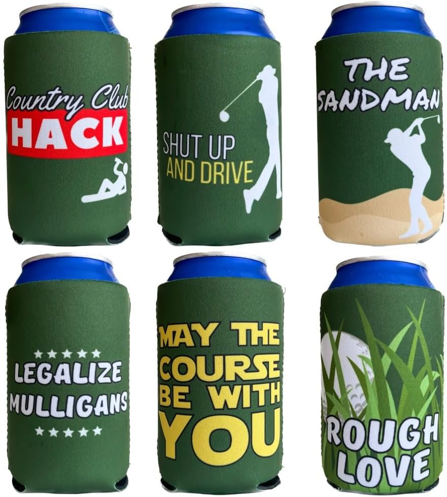 Boating Themed Coozies - Great Gift for Any Sailor - Premium Neoprene Material - 6 Pack (Standard 12oz Beer/Soda Can)