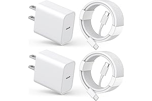 20W Fast Charging for iPhone 15 Pro Max: 2-Pack Wall Charger with USB-C Cables