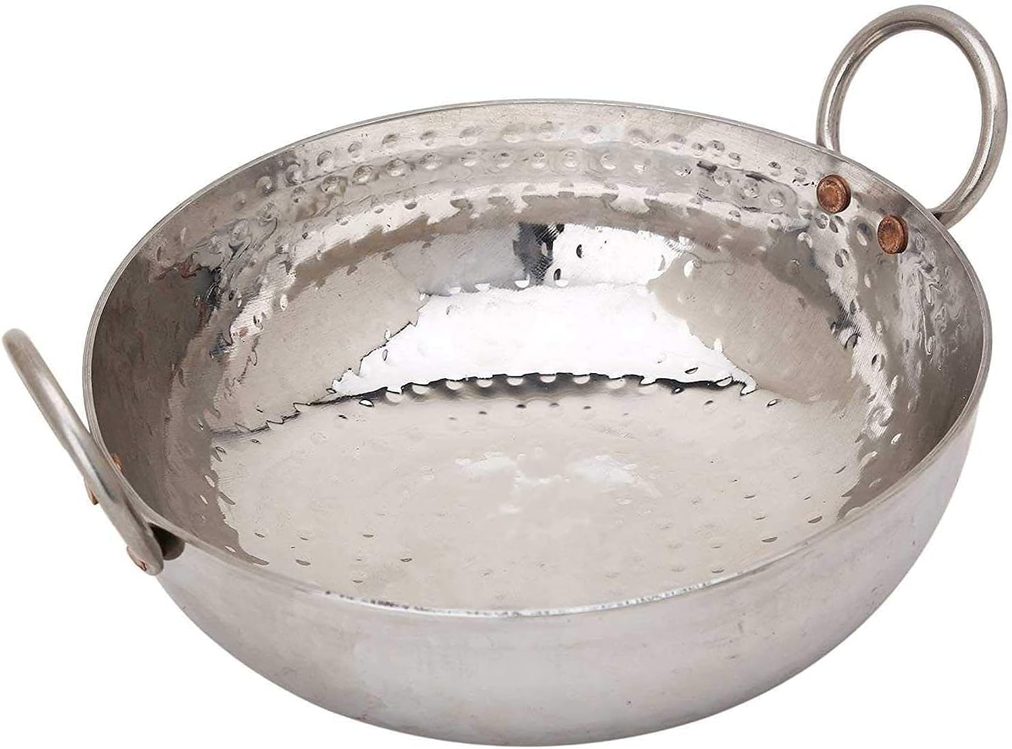 KC Sandwich Bottom Heavy Guage Stainless Steel Hammered Kadhai Cookware(1500 Ml) Small Silver