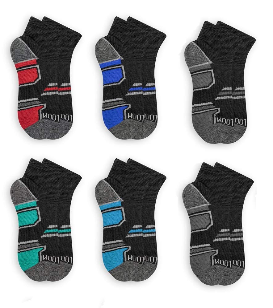 Fruit of the Loom Boys' 6-Pair Half Cushion Ankle Socks