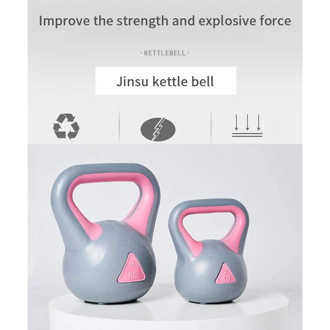 AKT Kesselglocke Männer und Frauen Sportgeräte Haushaltshanteln Wettkampf Krafttraining Hochleistungs Gewichtheben Workout,Pink,8kg