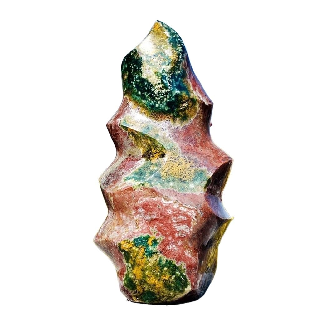 AARTERZZA 1pc 900-1000g Ocean Jade Torch Crystal Quartz Figurine Spiritual Gift demagnetizer Decoration