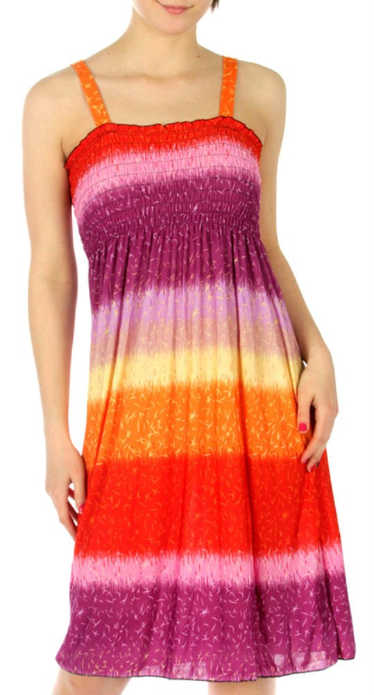 Bright Silky Smooth Smocked Bodice Sun Dress - Assorted Colors
