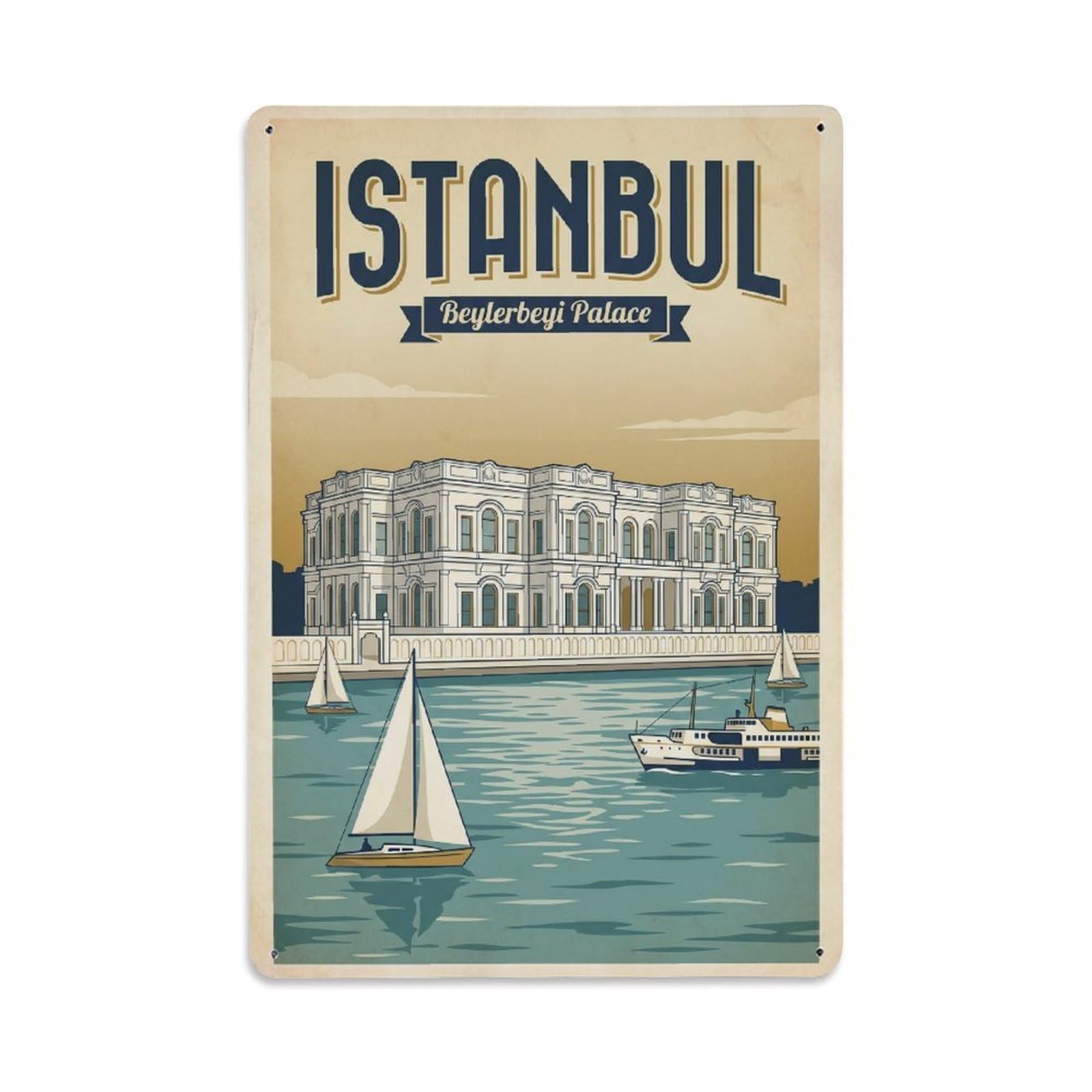 Gead 8X12inch Style Vintage Travel Istanbul Beylerbeyi Palace Elegance Metal Tin Sign