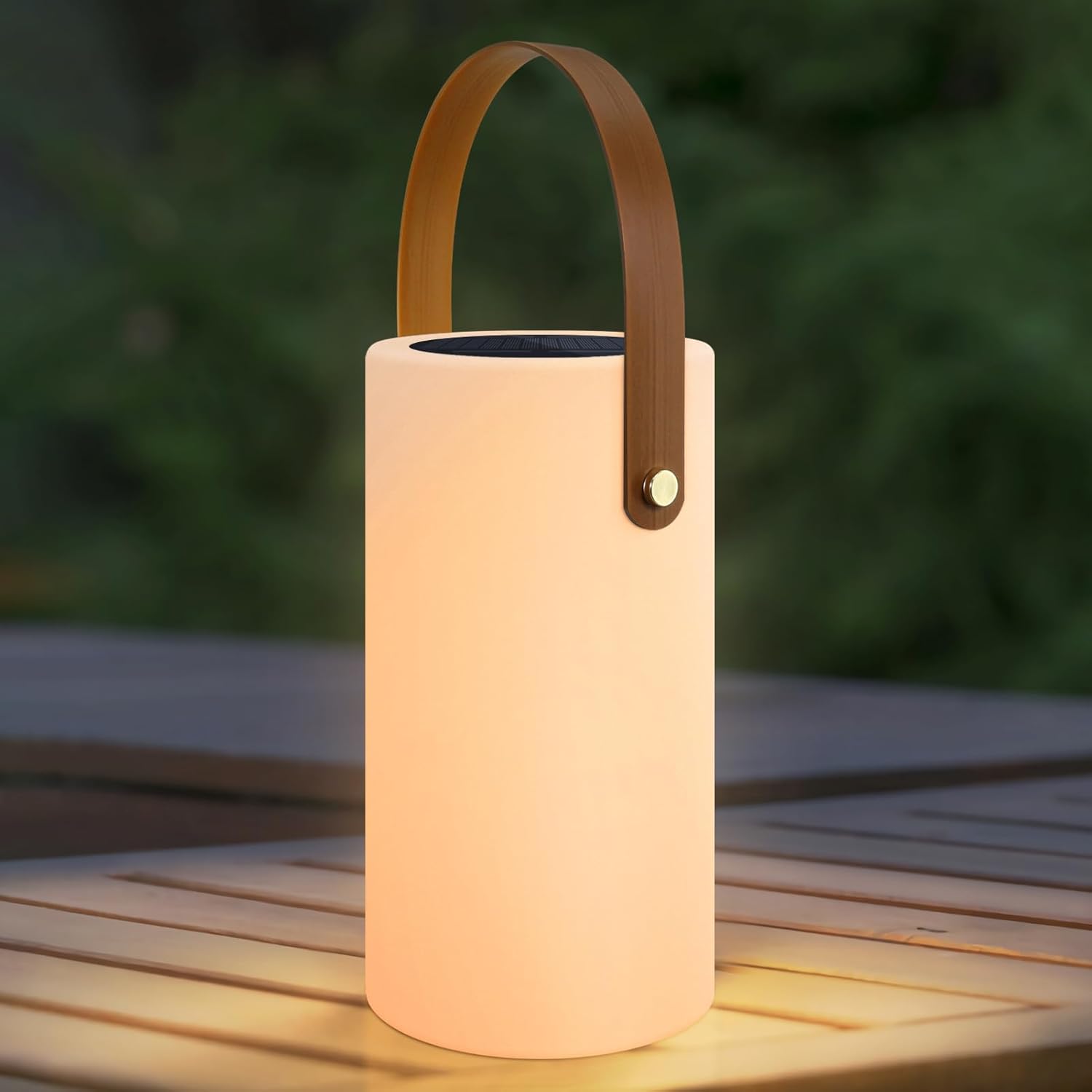 UUFFOO Solar Table Lamp Outdoor Warm White Solar Charging & USB