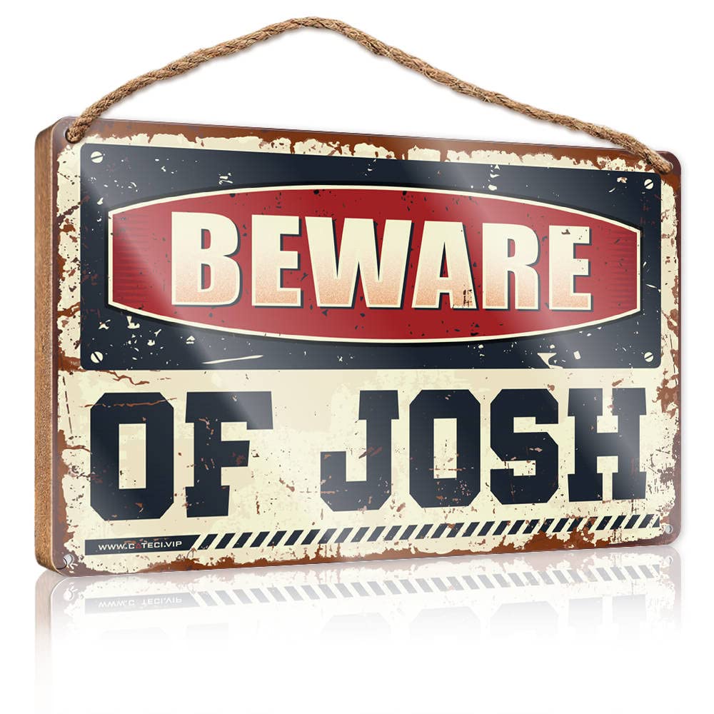 Dtha Women's One Color Wooden Hanging Plaque Sign Beware Of Josh Wooden Sign Front Door Decor Farmhouse Wall Decor For The Home(15X28cm)