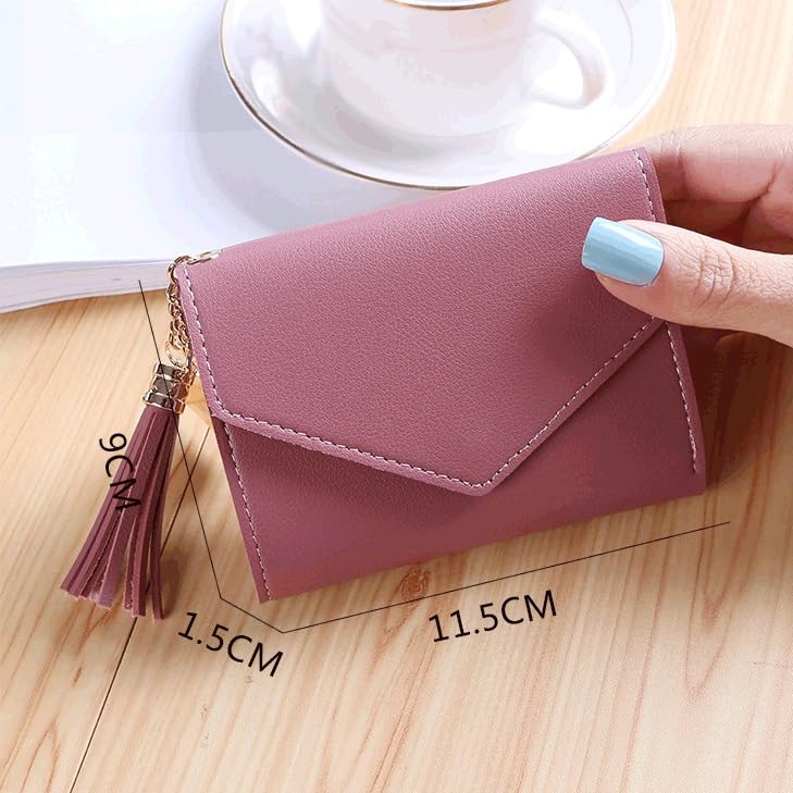 Short Women Wallets Cute Small Women's Wallet Leather Slim Female Purse(Black)2