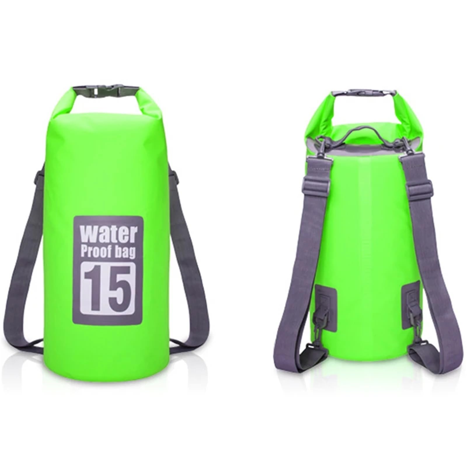 Wasserdichter Beutel PVC Wasserdichter Rucksack Kajak Beutel Outdoor Trekking Schulter Dry Bag Reise Tauchen Boot Ozean Pack Fluss Tasche 5L 10L 15L 20L 30L(Green,10L)