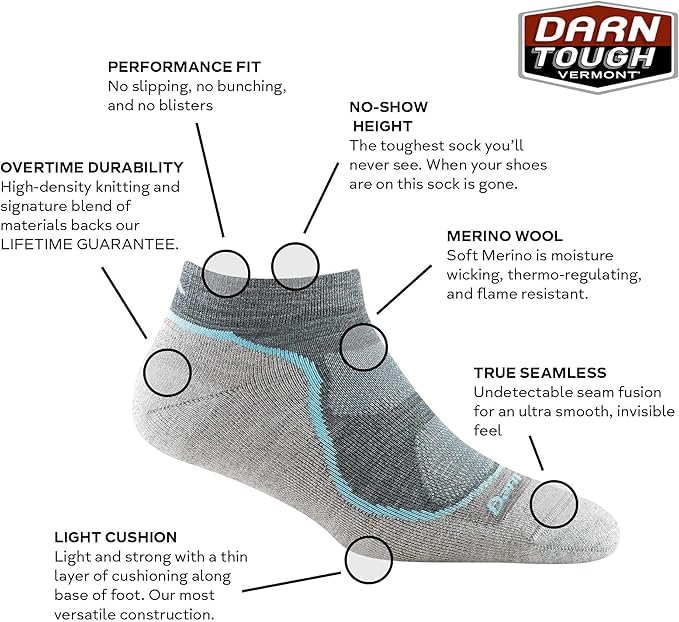 Image of Darn Tough Women's Light Hiker No Show Lightweight Hiking Sock (Style 1986) -