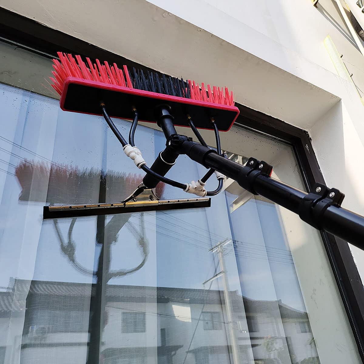 YHKJLYH 12-36FT Washing Kit Water-fed Brush,Squeegee,Window Cleaning Pole,Water Fed Telescopic Brush, Extendable Long Reach Window Cleaner Equipment,Solar Panel Conservatory Roof Cleaner (6M/20FT)