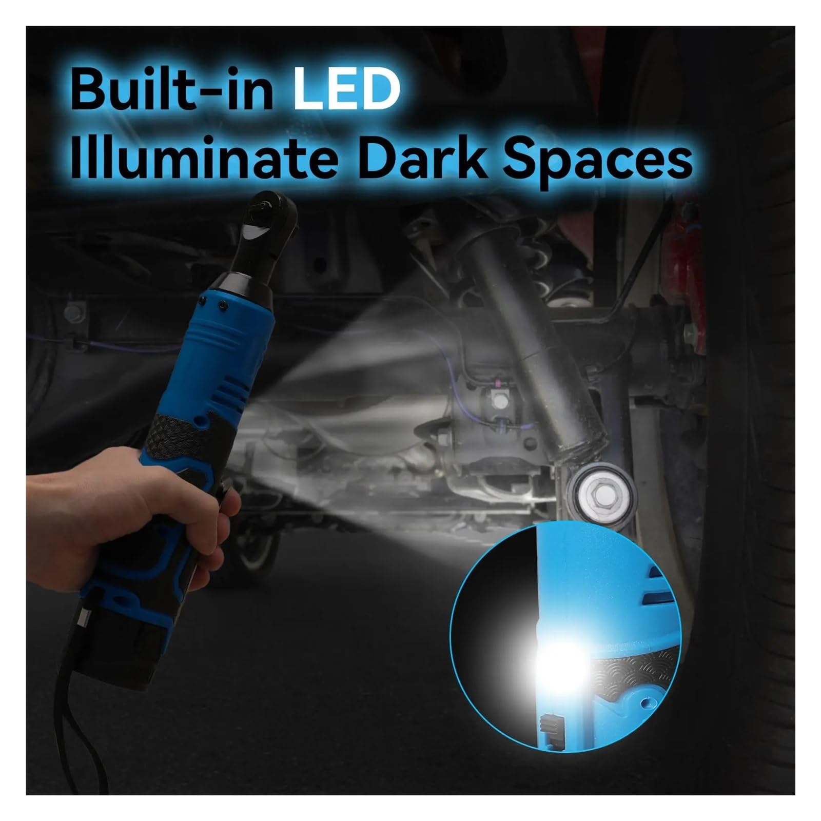 Llave de impacto Llave Eléctrica Inalámbrica De 18V, Llaves De Trinquete De Ángulo Recto De 100Nm, Juego De Herramientas De Reparación De Automóviles Recargable Por Impacto, Llave De Ángulo De 3/8 Pul