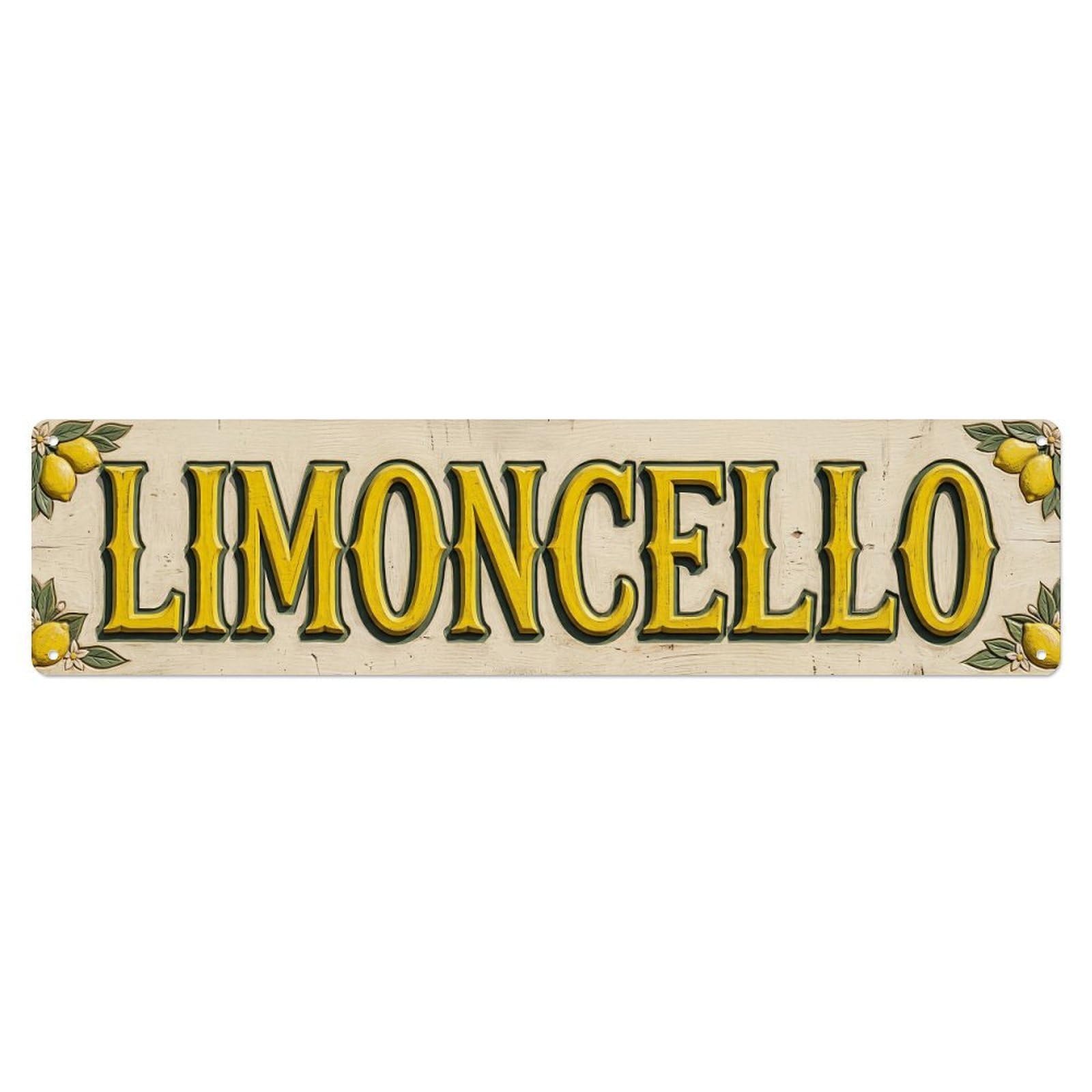Vintage Limoncello Direct Carved Lemon Metal Tin Sign Plaque Wall Decor for Cafe, Club, Garden Metal Poster 4x16Inch