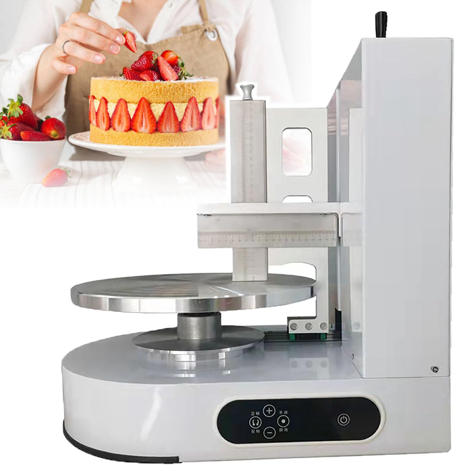 Macchina elettrica per decorare torte da 200 W, semiautomatica per glassa e spalmatrice per torte, adatta per torte da 10-30 cm, strumento efficiente per l'applicazione della crema