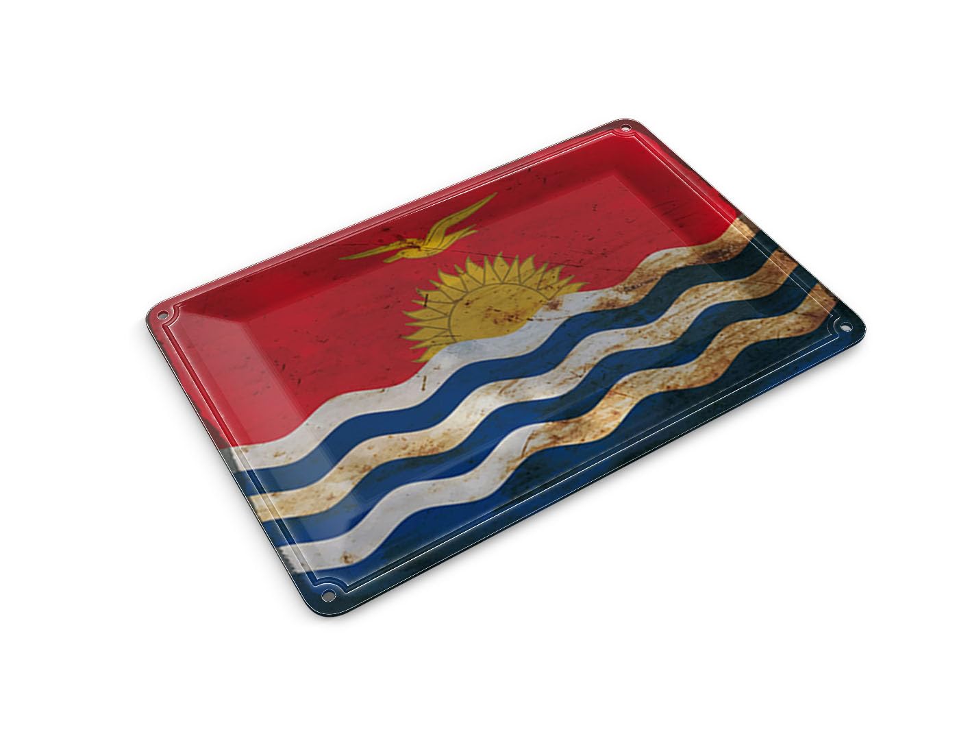 Femer Tin Postcard Kiribati Flag 14 x 10 cm Flag of Kiribati Rust Decorative Sign