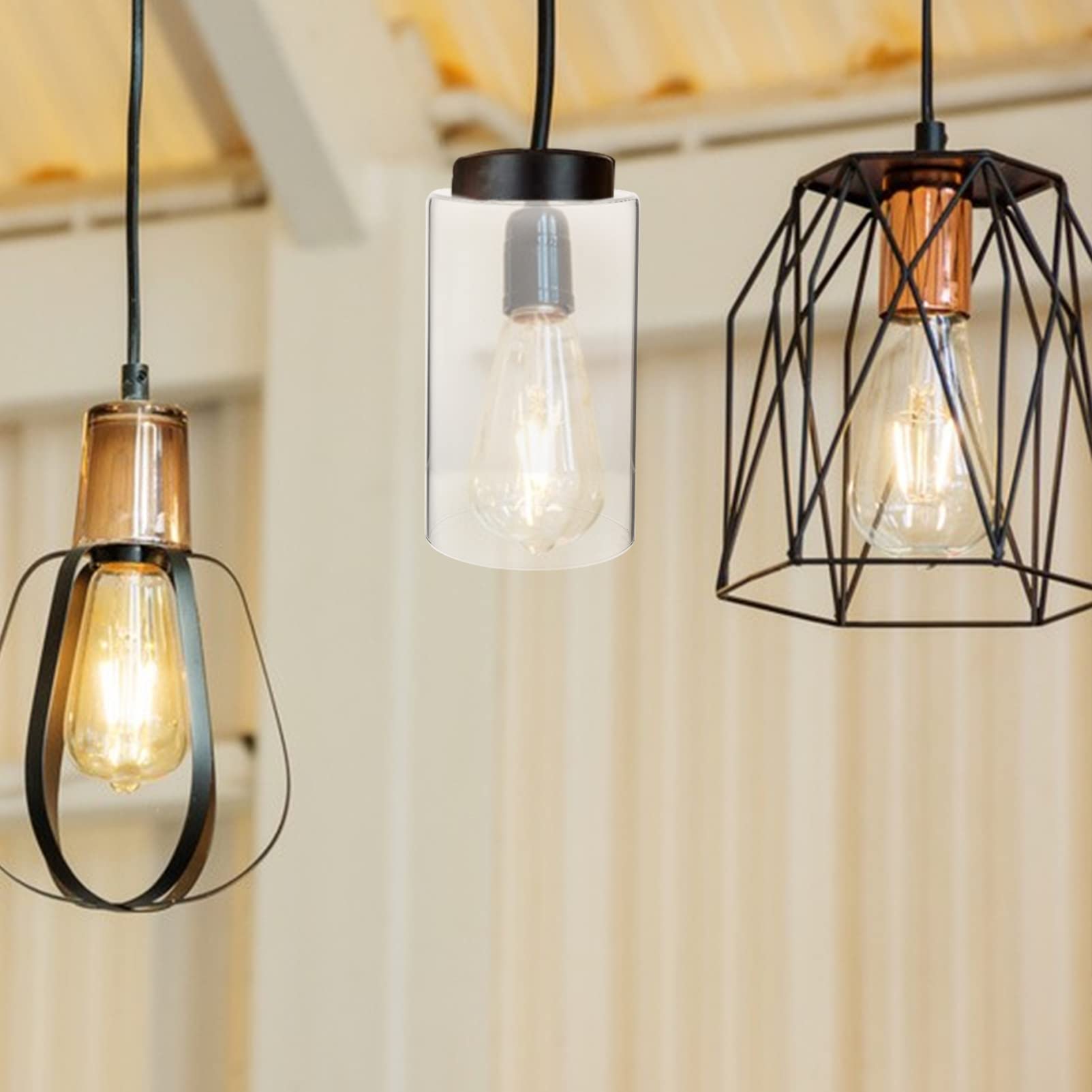 Abat-jour Cylindrique Moderne En Verre Transparent Avec Tambour De