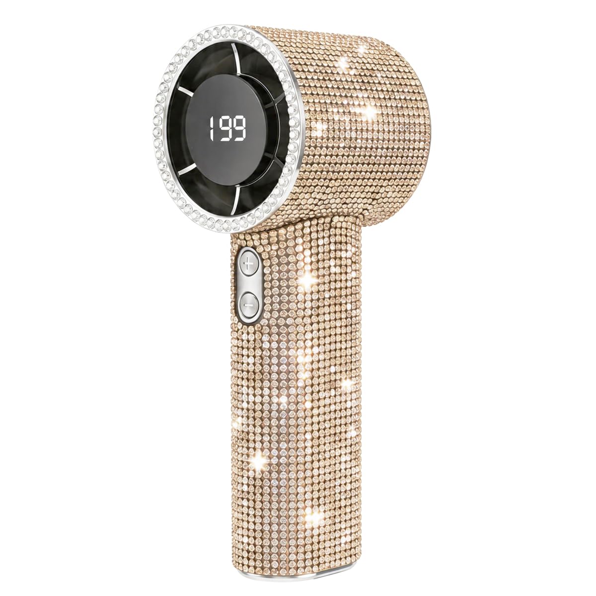 Photo 1 of Portable Handheld Turbo Fan - Fashion Full Diamond 1800mAh USB Rechargeable Personal Battery Operated Mini Small Pocket Mini Fan for Travel/Outdoor/Vacation/Beach/Outdoor Activities (Gold-A)