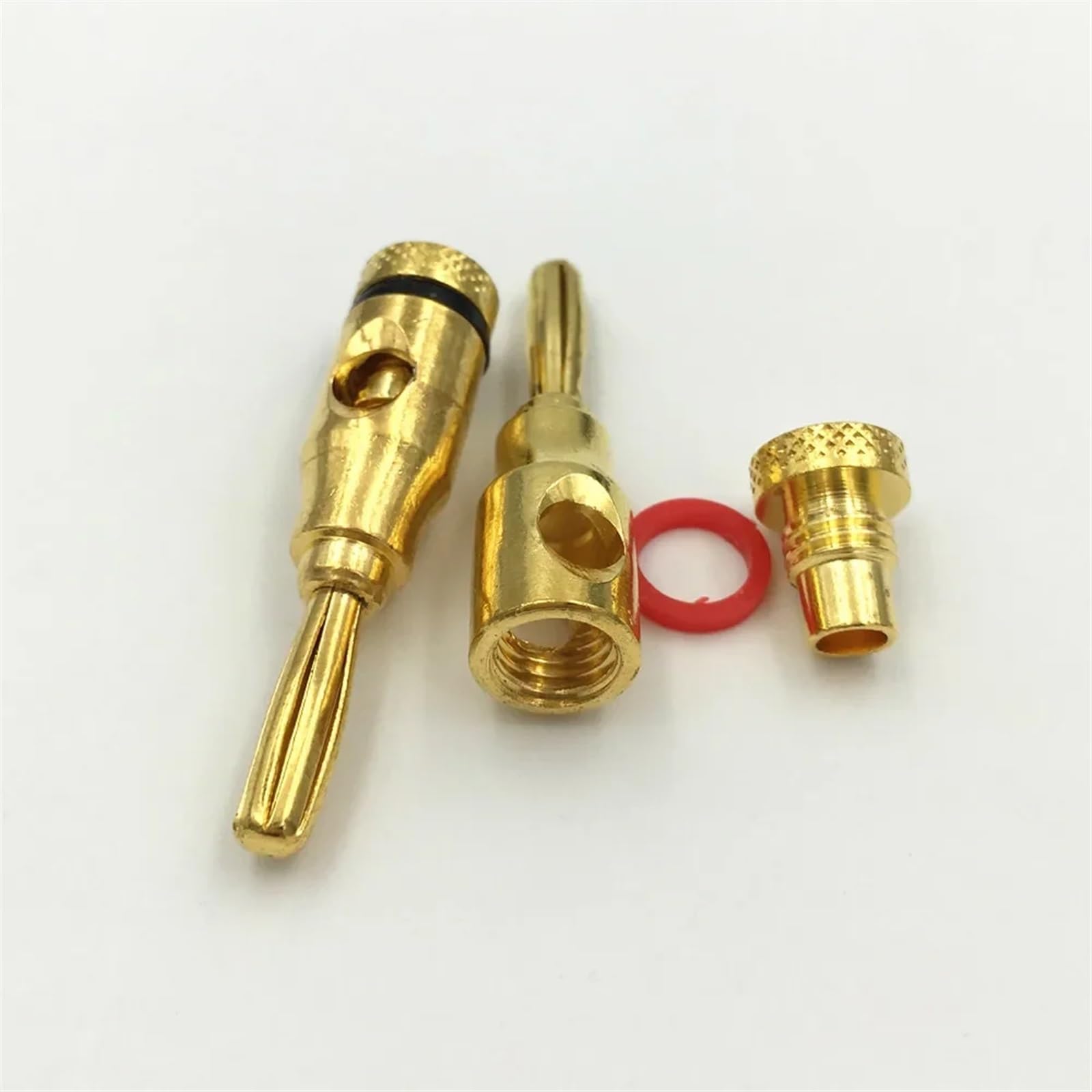 10 cavi per altoparlante musicale placcato oro con spina da 4 mm e connettore maschio tipo banana (rosso)