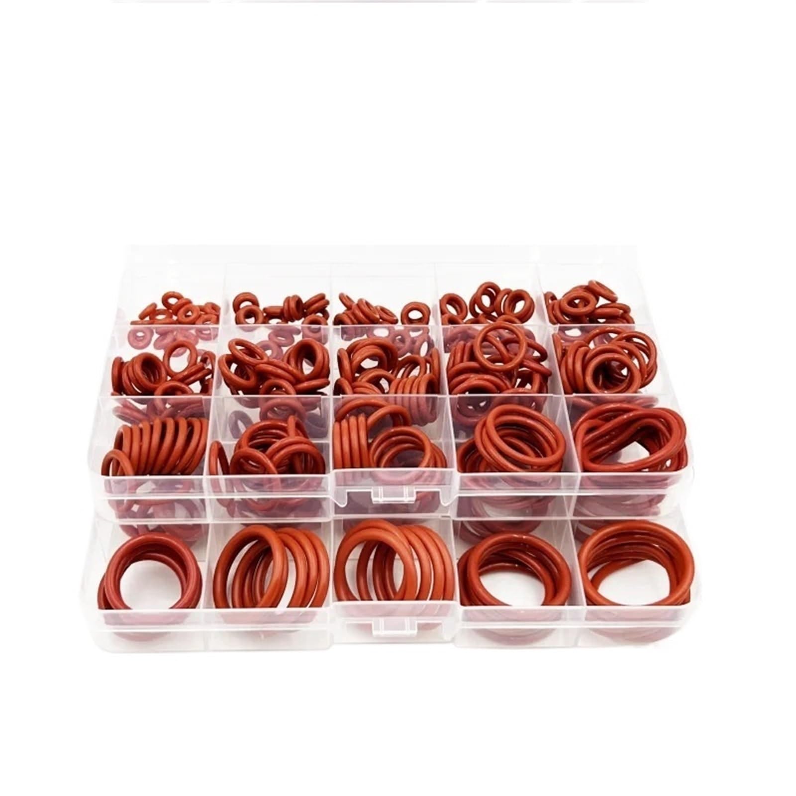 Juego de surtido de juntas tóricas de silicona roja, 250-100 piezas, juntas tóricas de silicona roja VMQ, juntas tóricas de goma con arandela de silicona(Red 2.4mm (1set))