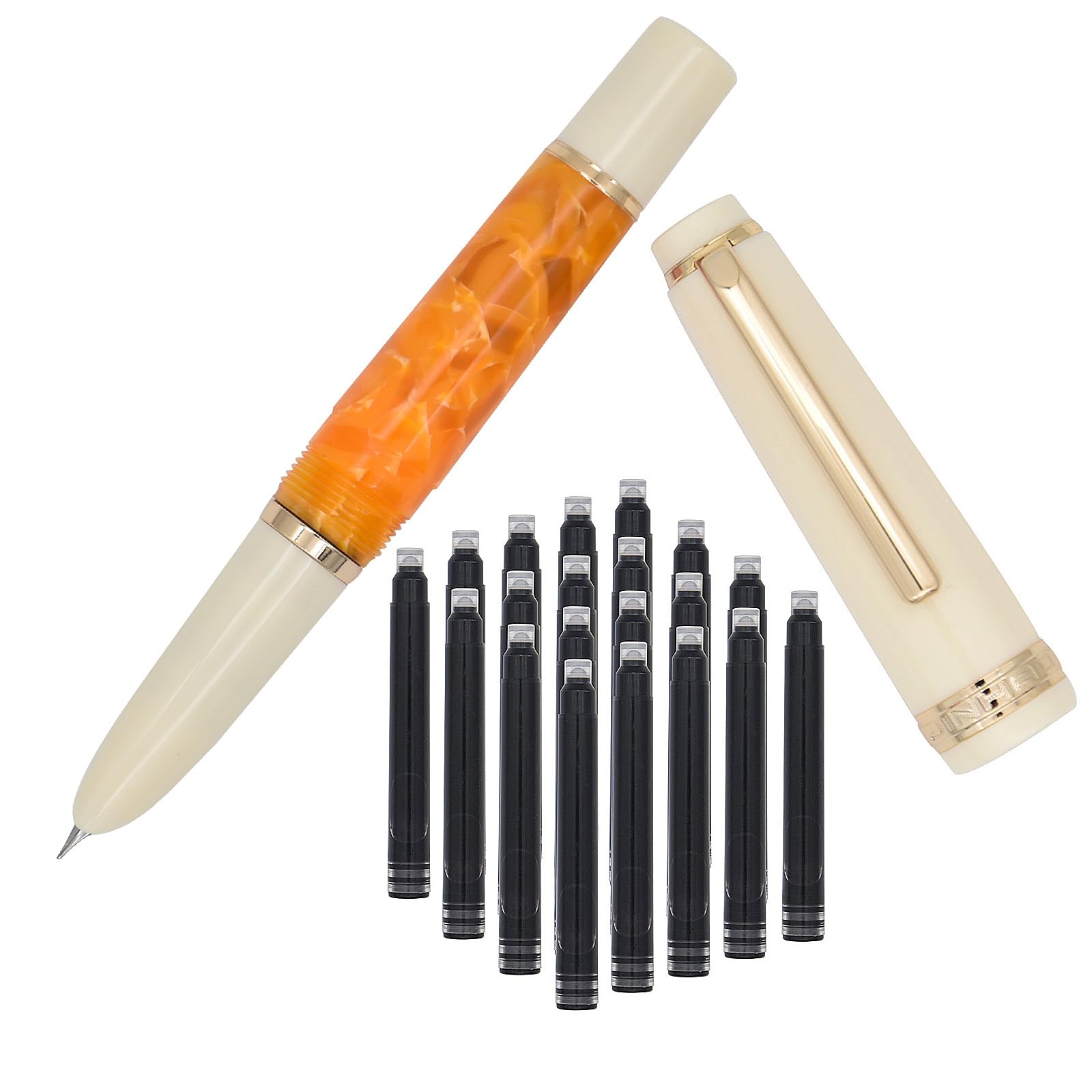 SIPLIV Jinhao 82 Mini Füllfederhalter – Kurzer Taschenstift Mit Iridium Extra Feiner Feder & 20 Patronen (Grau)