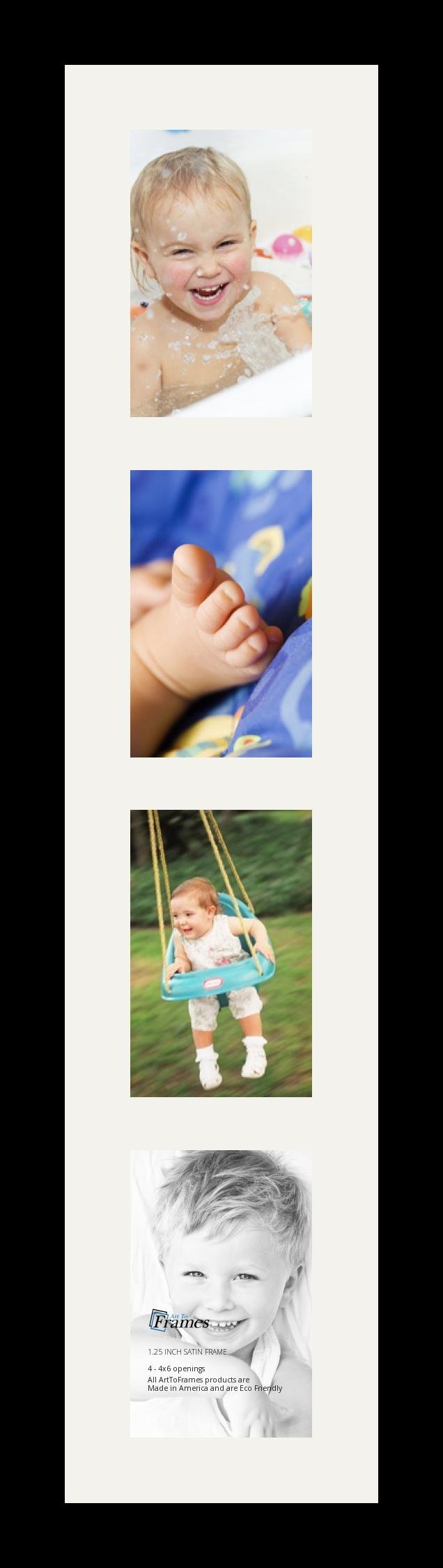 ArtToFrames Collage Photo Frame 4 4x6 Openings Satin Black