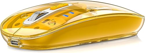 Miniatura 9 de Uiosmuph Ratón inalámbrico, Bluetooth y USB 2.4GHz, recargable, diseño ergonómico, ambidiestro, DPI ajustable, transparente, sin sonido, gris